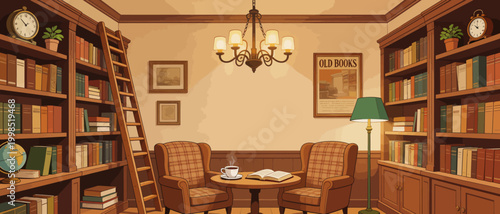 Cozy library reading nook