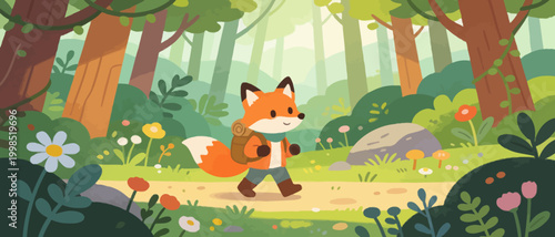Fox on a forest trail