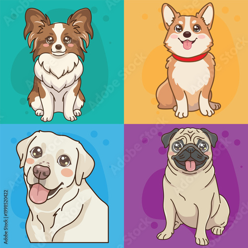 Cute Cartoon Dog Character Vector 