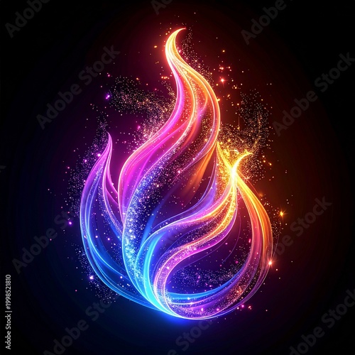 Glowing abstract flame with sparks
