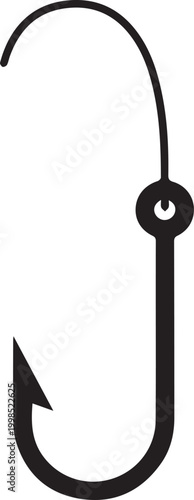 Premium Floating Fishing Hook Vector Icon with Line – Perfect for Angling Apps, Outdoor Gear Guides, Fishing Tutorials, Sports Equipment Branding, Travel & Adventure Logos, Digital