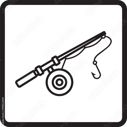 Premium Floating Fishing Rod with Reel Vector Icon for Outdoor Sports, Travel Gear, Fishing Apparel, Digital Marketing, Branding, UI/UX Design, E-Commerce Product Icons, Sports Retail