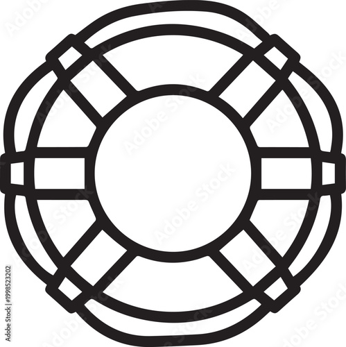 Premium Floating Life Preserver Vector Icon with Straps – Essential Safety Symbol for Maritime Rescue, Boating Safety, Emergency Preparedness, Water Safety Campaigns, Travel & Tourism