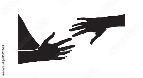 Reaching hands silhouette concept representing help assistance connection support charity and human kindness interaction.