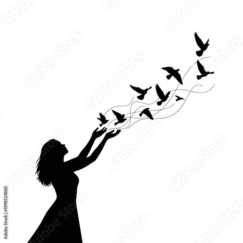 silhouette of a girl with a rose