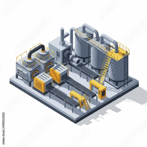 Modern industrial factory production line with machinery.