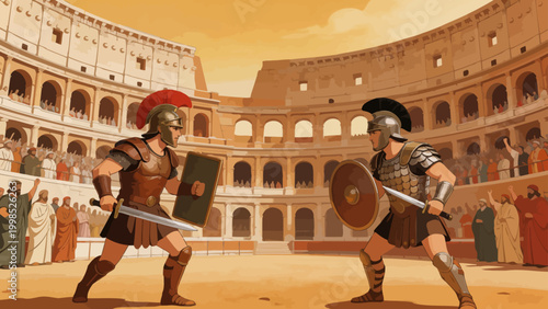 Obraz na płótnie Gladiators in Colosseum Arena