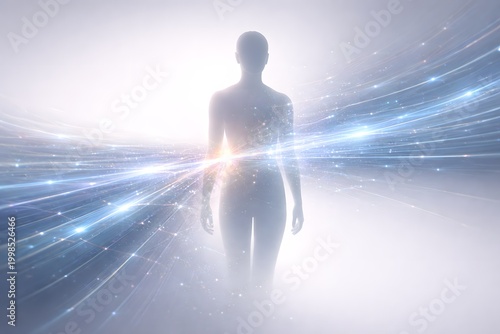 Futuristic Human Energy Flow Background - Spiritual Technology and Consciousness Concept Image