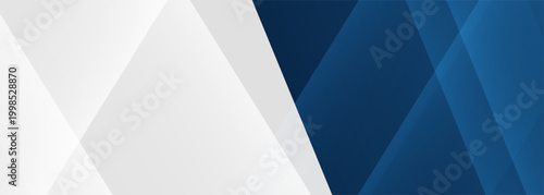 White and blue modern abstract wide banner with geometric shapes. Dark blue and white abstract background. eps 10