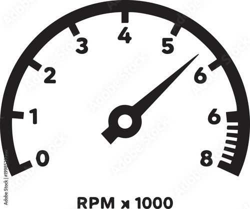 Premium High-Resolution Tachometer Speedometer Needle Spinning Vector Icon Perfect For Dashboard Designs Automotive Engineering Performance Tracking Speed Monitoring Industrial Machinery UI