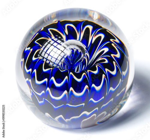 Fotografija Groovy Blue Hand Blown Glass Paperweight