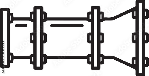 Premium Industrial Exhaust Pipe with Flanges Vector Icon – Essential Symbol for HVAC, Factory Ventilation, Mechanical Engineering, Technical Manuals, Safety Protocols, Manufacturing