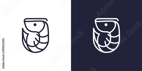 logo design simple outline of a shrimp