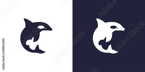 simple vector logo design for orca fish