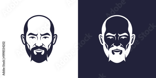 logo design vector of an old man's face smiling