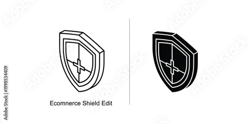 Comparison of two versions of an ecommerce security shield icon design