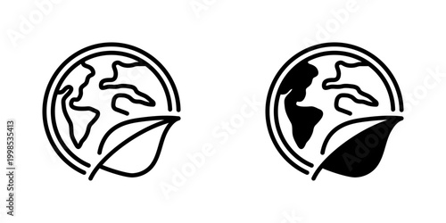 Eco Globe Vector Line Icon for environmental sustainability