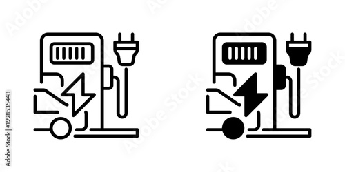 EV Charging Station Vector Line Icon for transportation and mobility