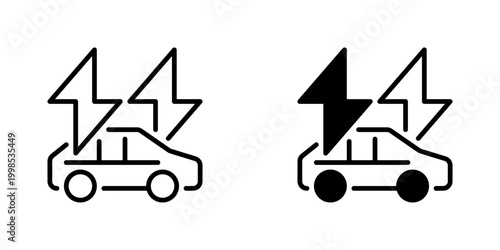 Electric Vehicle Vector Line Icon for transportation and mobility