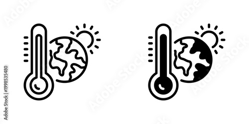 Global Warming Vector Line Icon for climate change and environment