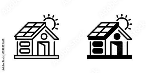 Smart Eco Home Vector Line Icon for real estate and architecture