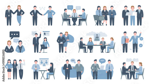 Diverse group of stylized people walking and standing in a casual setting Vector