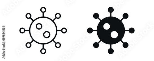 Virus symbol icon set, microorganism or bacteria concept in line and solid style. vector illustration.