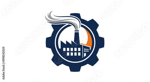 Industrial factory gear logo design.