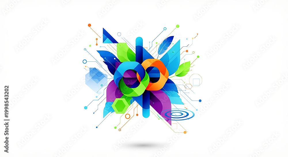 Obraz premium Vibrant abstract geometric shapes, colorful isolated on a transparent background