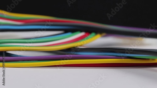 Color insulated copper electrical wiring wires for electrical switchboard assembly. 