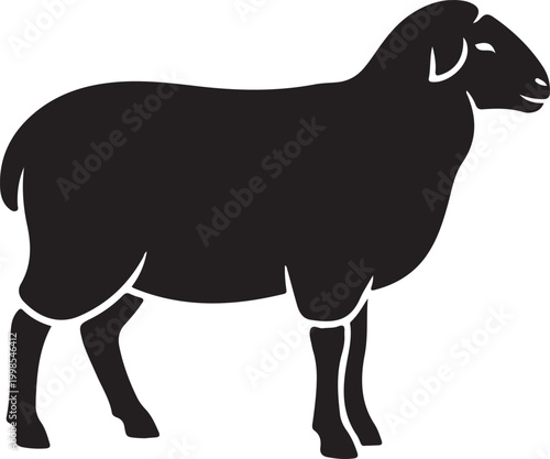 Minimalist black sheep silhouette vector, stylized farm animal icon, clean livestock profile illustration for organic wool branding and agricultural logos