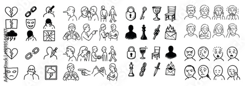 Hand-drawn emotion and symbol icons