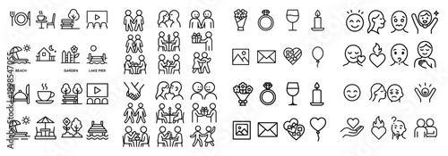 Simple line art icons collection