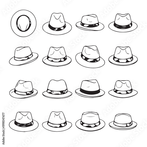Fedora Hat Collection With Various Angles And Styles