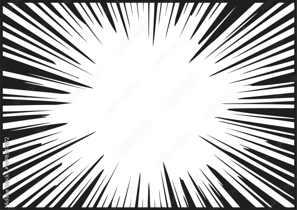 Naklejka premium Speed lines explode from the center in a radial pattern to emphasize dynamic action and comic book energy.