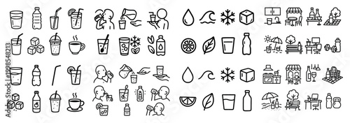 Beverage icons set: drinks and activities