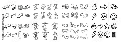 Skateboard icons and park elements