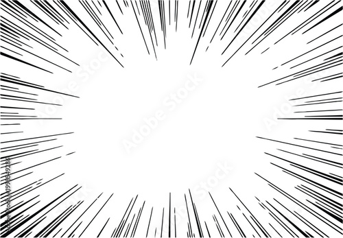 Radial speed lines emanate from the center to represent explosive energy or sudden surprise in graphic design.