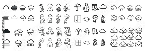 Diverse weather icon collection overview