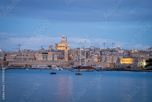 waterfront of Valletta at sunset 