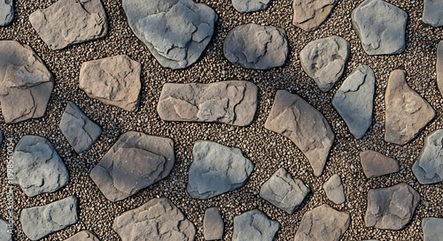 Gray stone pavement with small rocks