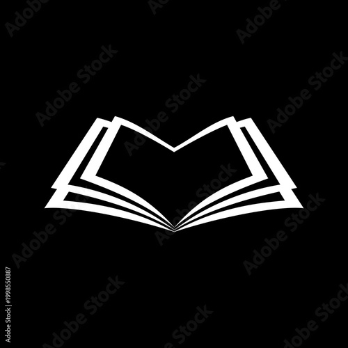 Book pages icon isolated on black background