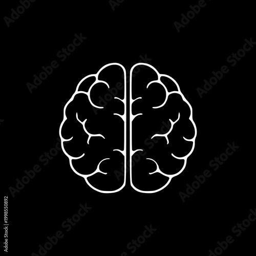 Brain silhouette icon isolated on black background