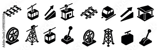 Transport icons with rail cable gondola minimal