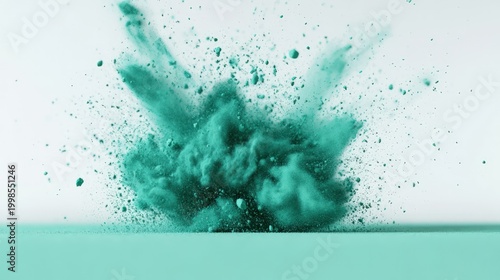 Teal powder explosion abstract background