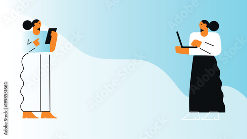 Art & Illustration People chatting online, social media communication and messaging concept	