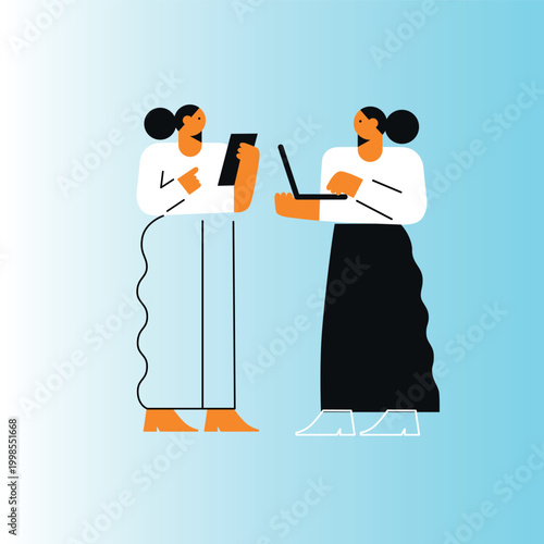 Art & Illustration People chatting online, social media communication and messaging concept	