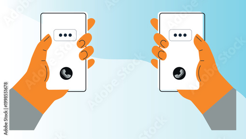 Art & Illustration People chatting online, social media communication and messaging concept	