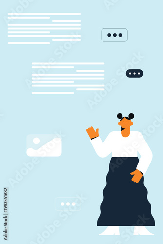 Art & Illustration People chatting online, social media communication and messaging concept	