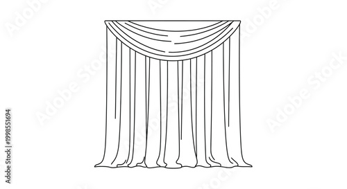 Drapery Swag Window Treatment Outline Vector Illustration